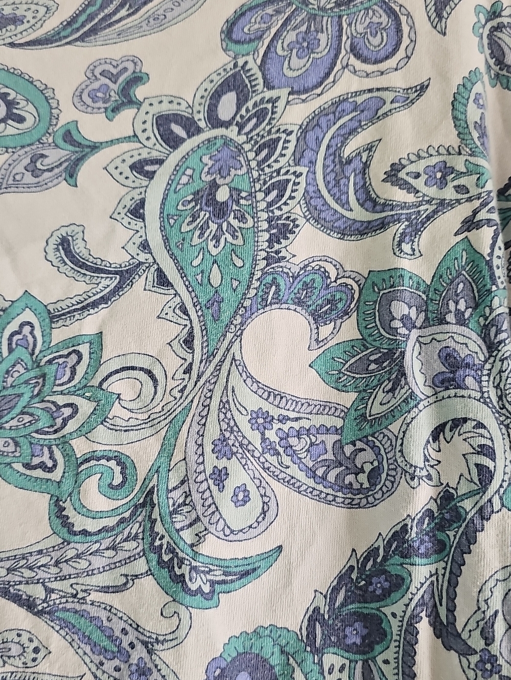 croft & barrow Blue & Aqua Paisley V-Neck Short Sleeve Tunic - Picture 4 of 5